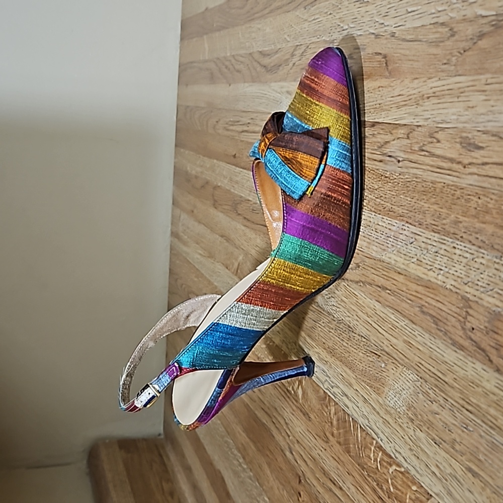 Deliso Vintage Colorful Material Heels 8.5B - Picture 7 of 16